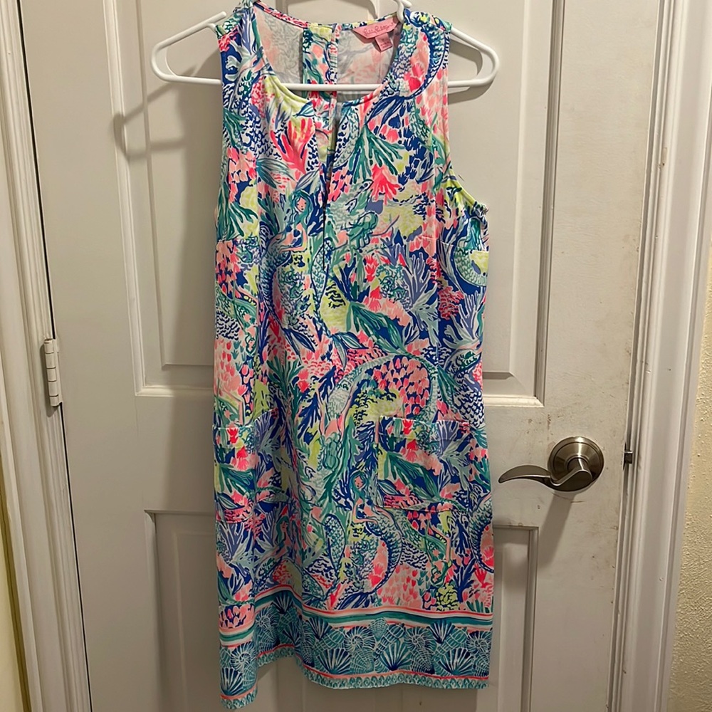 Lilly Pulitzer Kelby Stretch Shift Mermaid Cove Print - Size 2